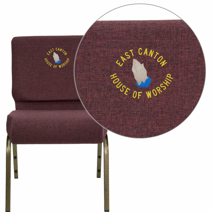 Church Chairs FLASH | Embroidered Hercules Series 21''W Stacking Church Chair