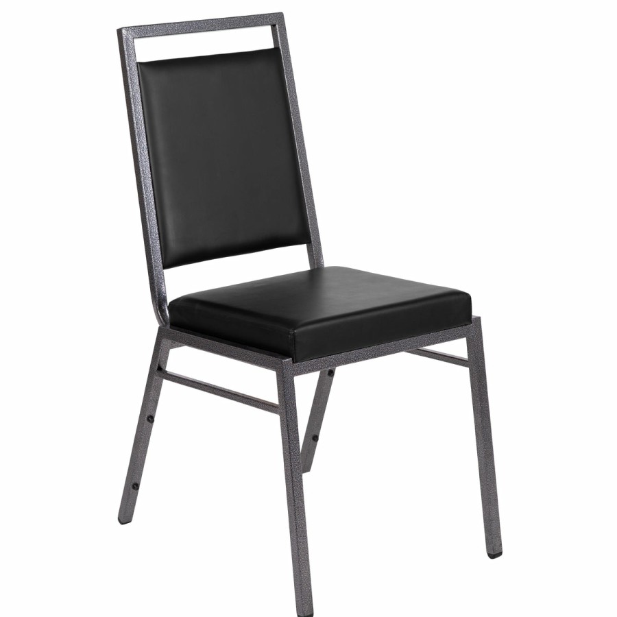 Banquet Chairs FLASH | Hercules Series Square Back Stacking Banquet Chair With Silvervein Frame