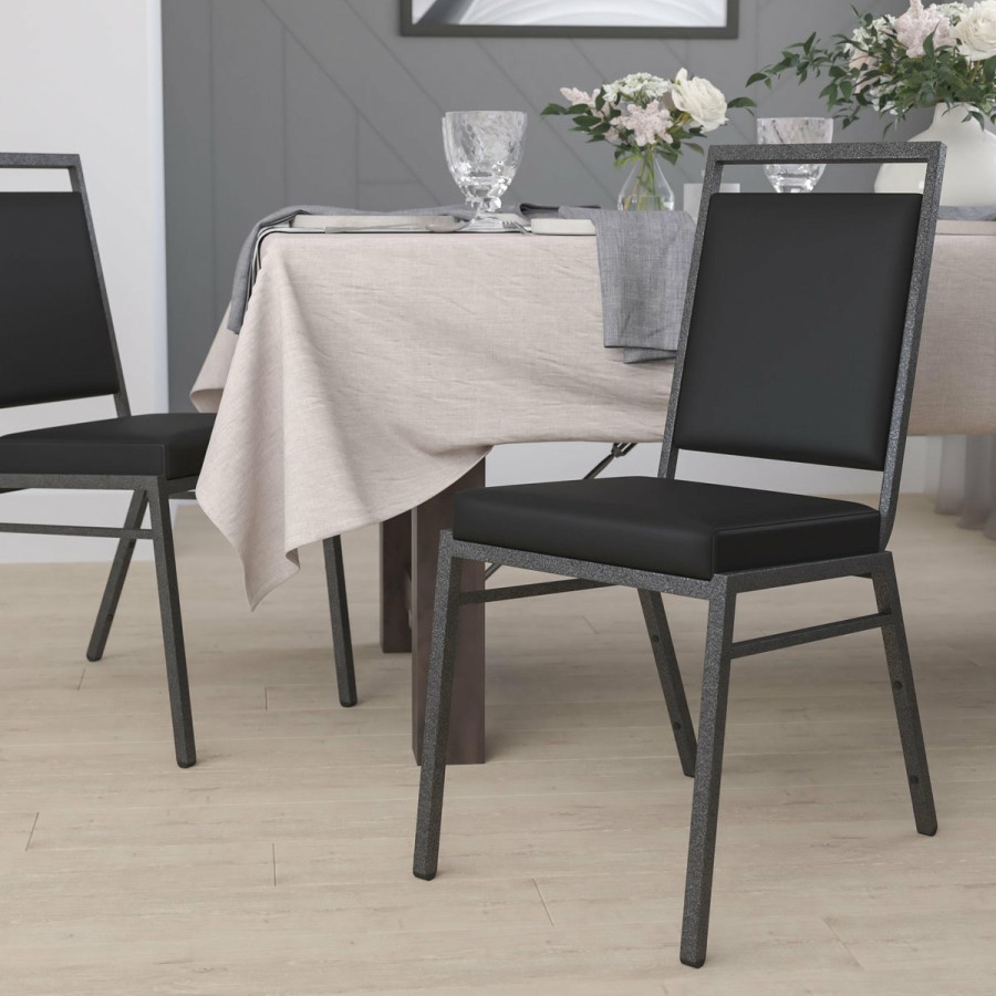 Banquet Chairs FLASH | Hercules Series Square Back Stacking Banquet Chair With Silvervein Frame