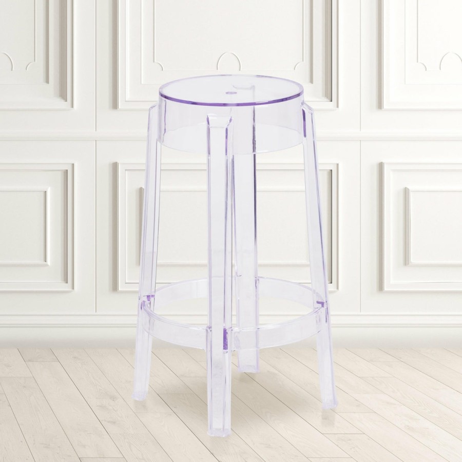 Folding & Event FLASH Ghost Chairs & Stools | 25.75'' High Transparent Counter Height Stool