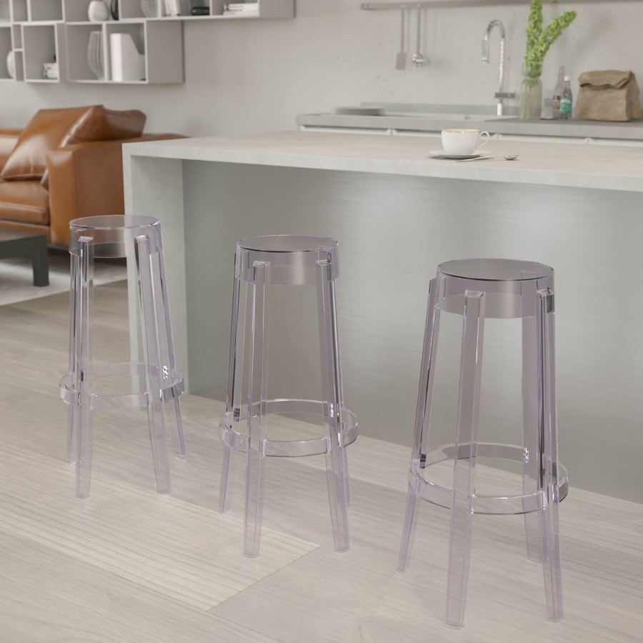 Folding & Event FLASH Ghost Chairs & Stools | 29.75'' High Transparent Barstool