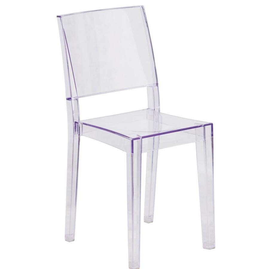 Folding & Event FLASH Ghost Chairs & Stools | Phantom Series Transparent Stacking Side Chair