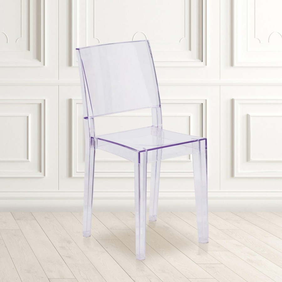 Folding & Event FLASH Ghost Chairs & Stools | Phantom Series Transparent Stacking Side Chair