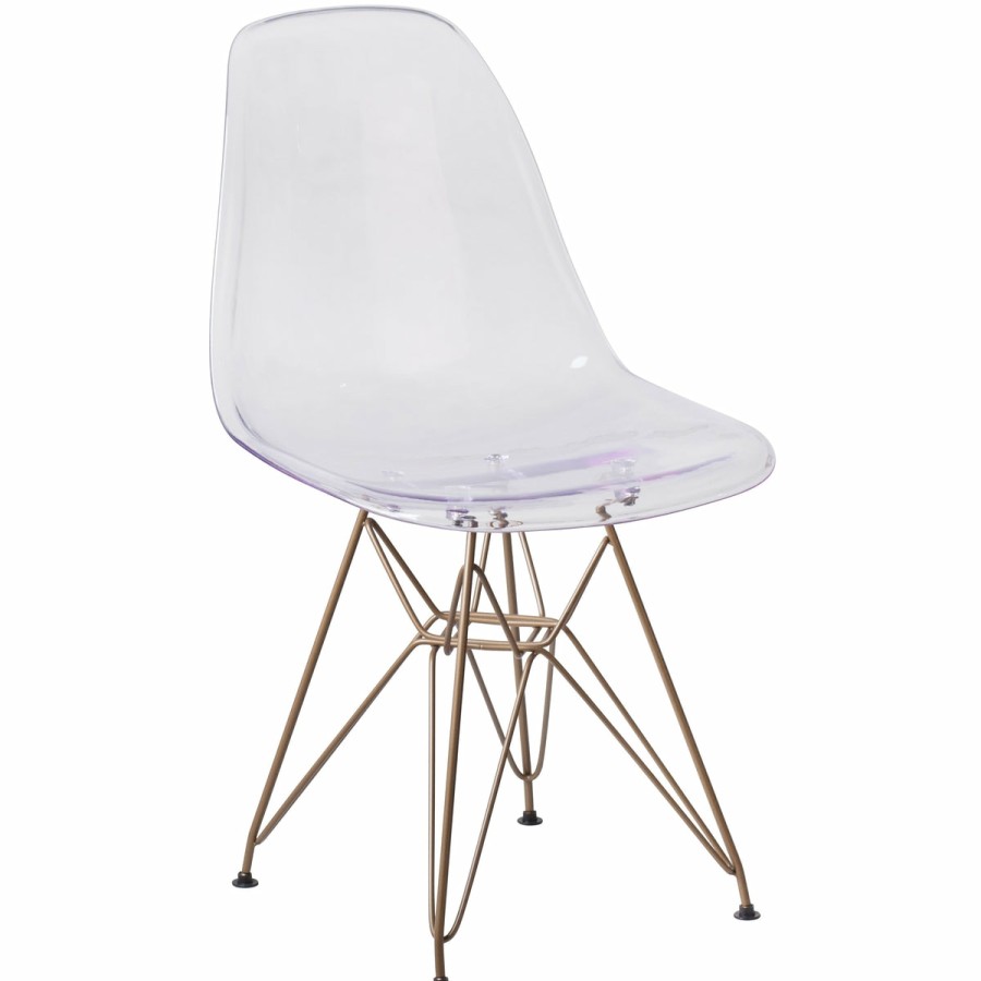 Folding & Event FLASH Ghost Chairs & Stools | Elon Series Ghost Chair With Gold Metal Base