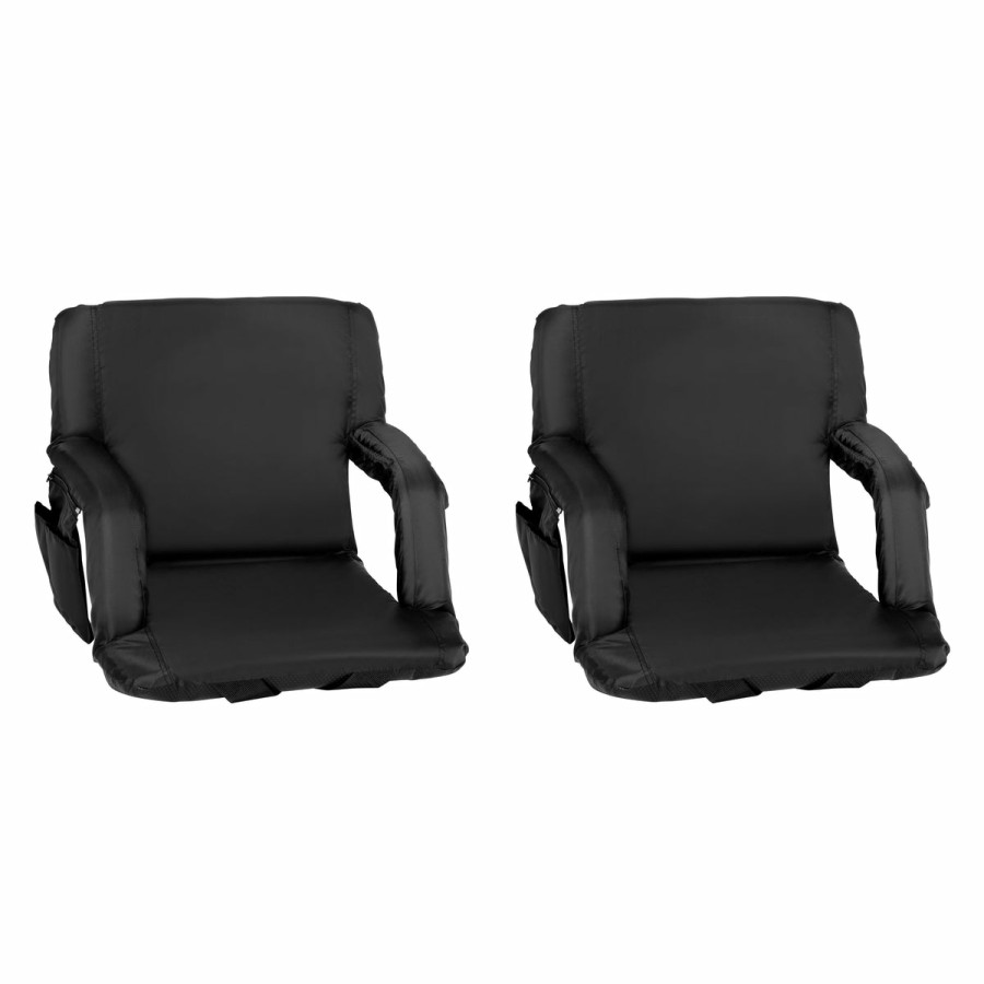 More FLASH | Set Of 2 Portable Lightweight Reclining Stadium Chairs With Armrests, Padded Back & Seat - Storage Pockets & Backpack Straps