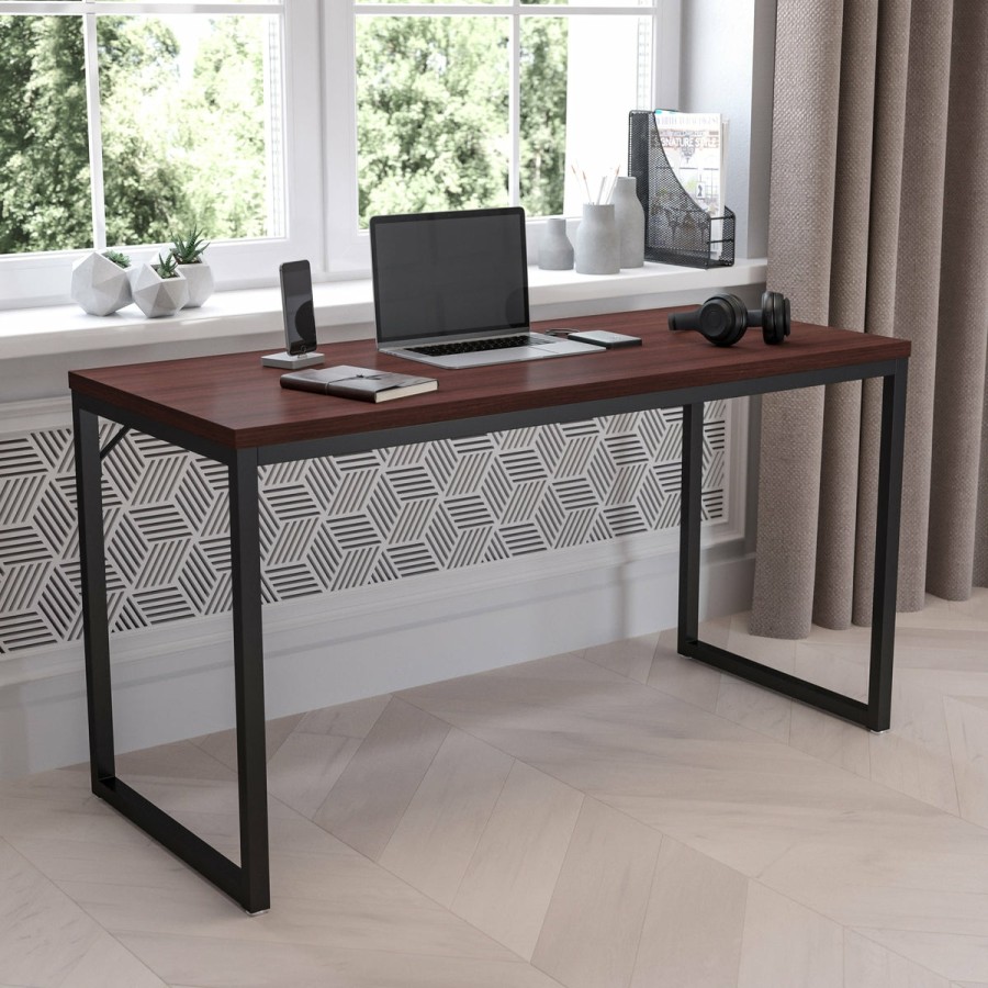 Office & Reception FLASH Desks | Modern Commercial Grade Desk Industrial Style Computer Desk Sturdy Home Office Desk - 55" Length