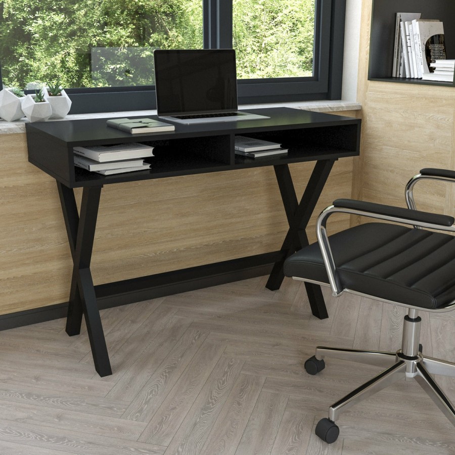 Office & Reception FLASH Desks | Home Office Writing Computer Desk With Open Storage Compartments - Table Desk For Writing And Work