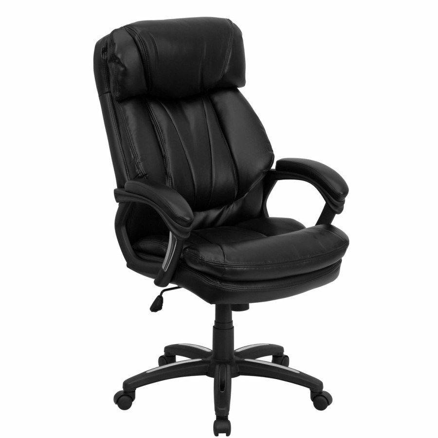 Office & Reception FLASH Executive Office Chairs | High Back Leathersoft Executive Swivel Ergonomic Office Chair With Plush Headrest, Extensive Padding And Arms