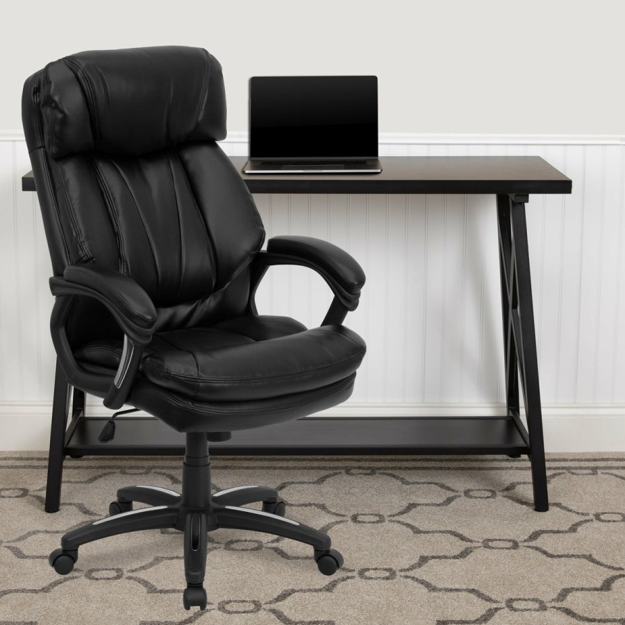 Office & Reception FLASH Executive Office Chairs | High Back Leathersoft Executive Swivel Ergonomic Office Chair With Plush Headrest, Extensive Padding And Arms