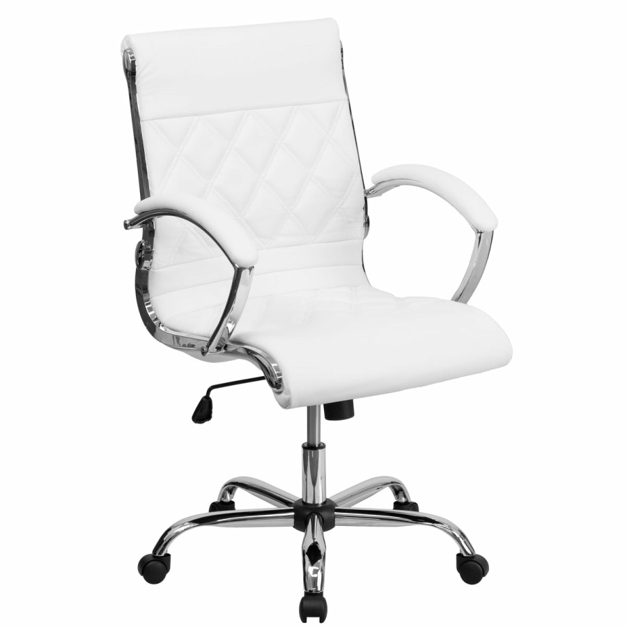 Office & Reception FLASH Executive Office Chairs | Mid-Back Designer Leathersoftsoft Executive Swivel Office Chair With Chrome Base And Arms