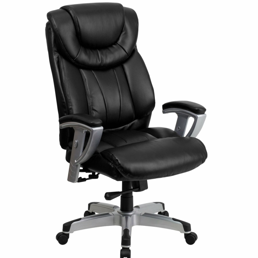 Office & Reception FLASH Big & Tall Office Chairs | Hercules Series Big & Tall 400 Lb. Rated Executive Swivel Ergonomic Office Chair With Silver Finished Adjustable Arms