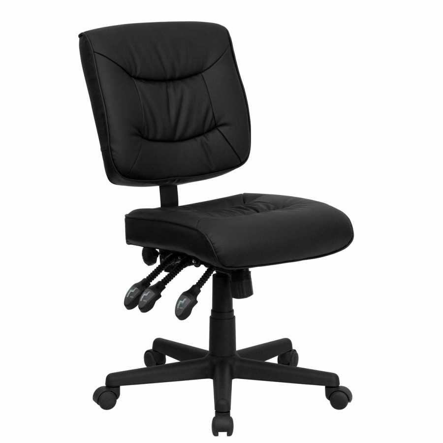 Office & Reception FLASH Task Office Chairs | Mid-Back Leathersoft Multifunction Swivel Ergonomic Task Office Chair