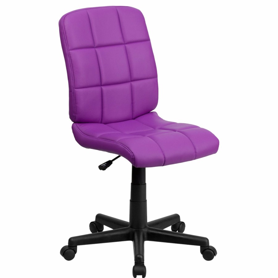 Office & Reception FLASH Task Office Chairs | Mid-Back Quilted Vinyl Swivel Task Office Chair