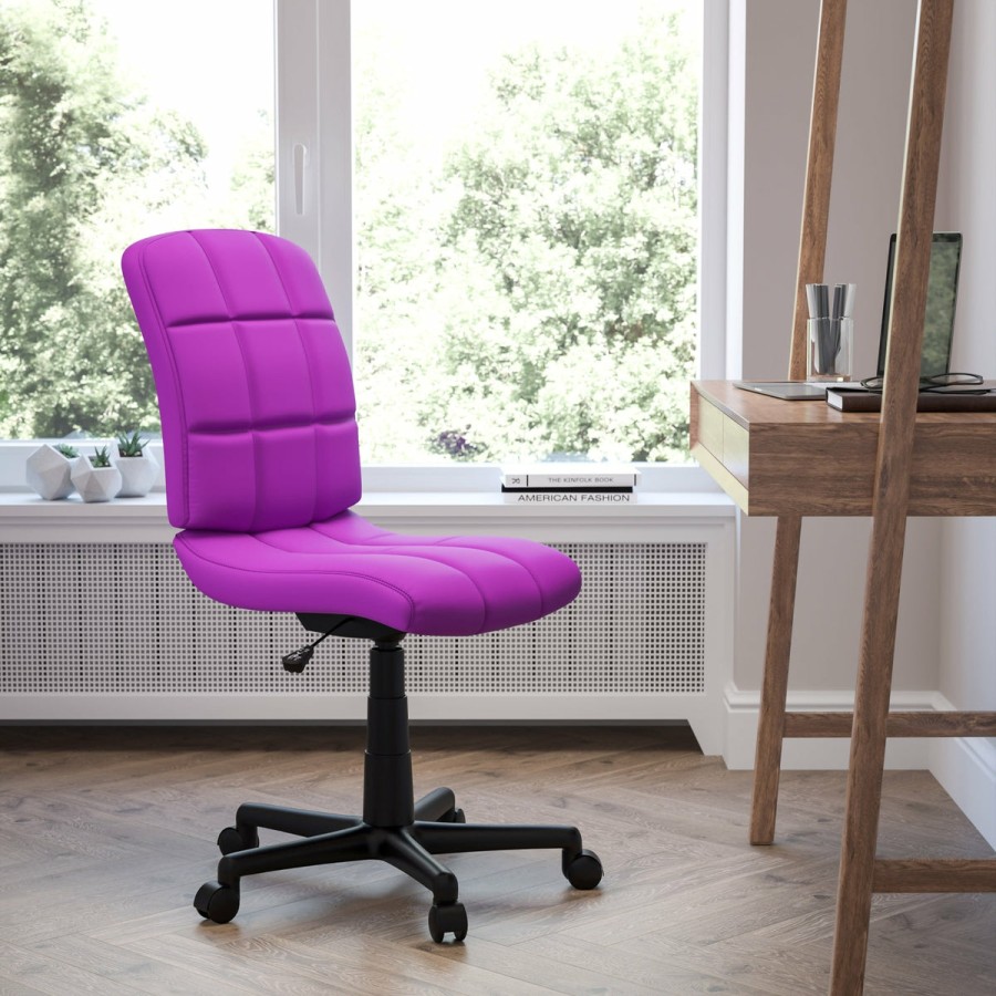 Office & Reception FLASH Task Office Chairs | Mid-Back Quilted Vinyl Swivel Task Office Chair