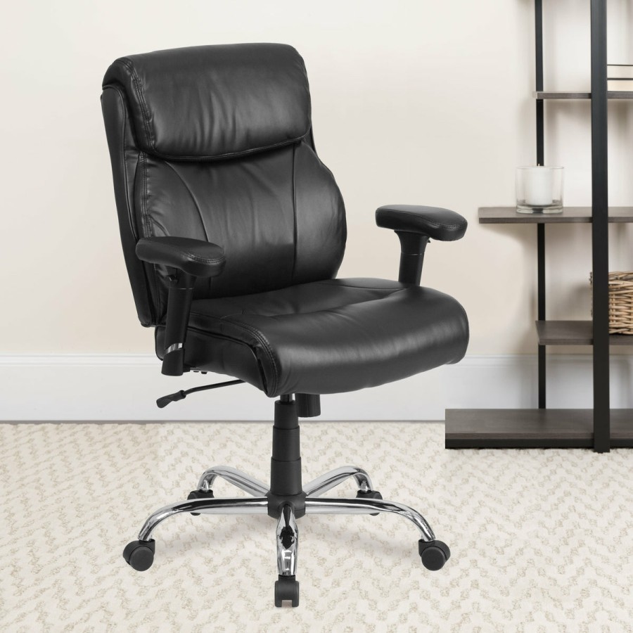 Office & Reception FLASH Big & Tall Office Chairs | Hercules Series Big & Tall 400 Lb. Rated Swivel Ergonomic Task Office Chair With Clean Line Stitching And Adjustable Arms