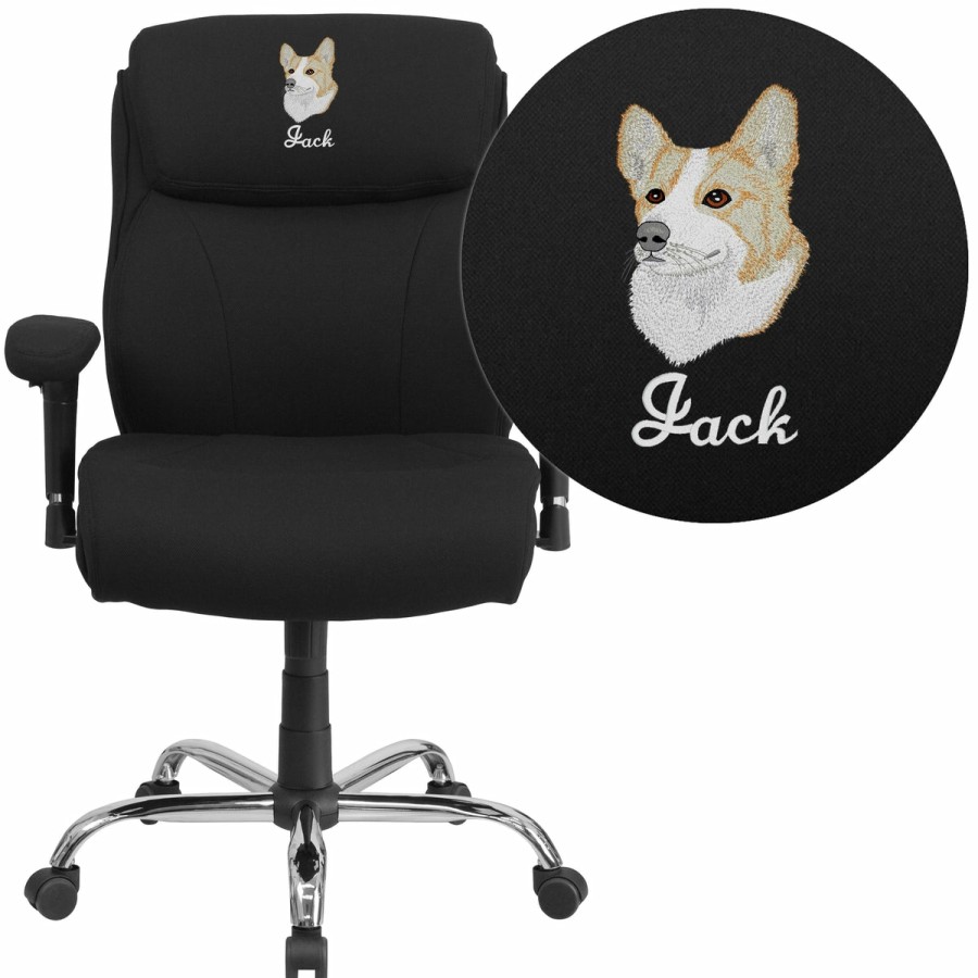 Office & Reception FLASH Personalized Office Chairs | Embroidered Hercules Series Big & Tall 400 Lb. Rated Swivel Ergonomic Task Office Chair With Clean Line Stitching And Adjustable Arms