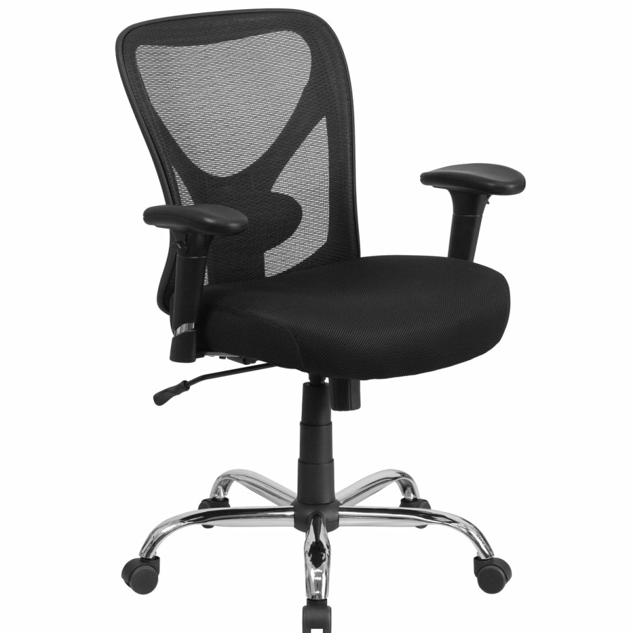 Office & Reception FLASH Big & Tall Office Chairs | Hercules Series Big & Tall 400 Lb. Rated Mesh Swivel Ergonomic Task Office Chair With Height Adjustable Back And Arms