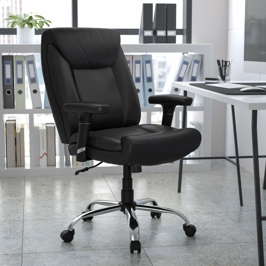 Office & Reception FLASH Big & Tall Office Chairs | Hercules Series Big & Tall 400 Lb. Rated Swivel Ergonomic Task Office Chair With Deep Tufted Seating And Adjustable Arms