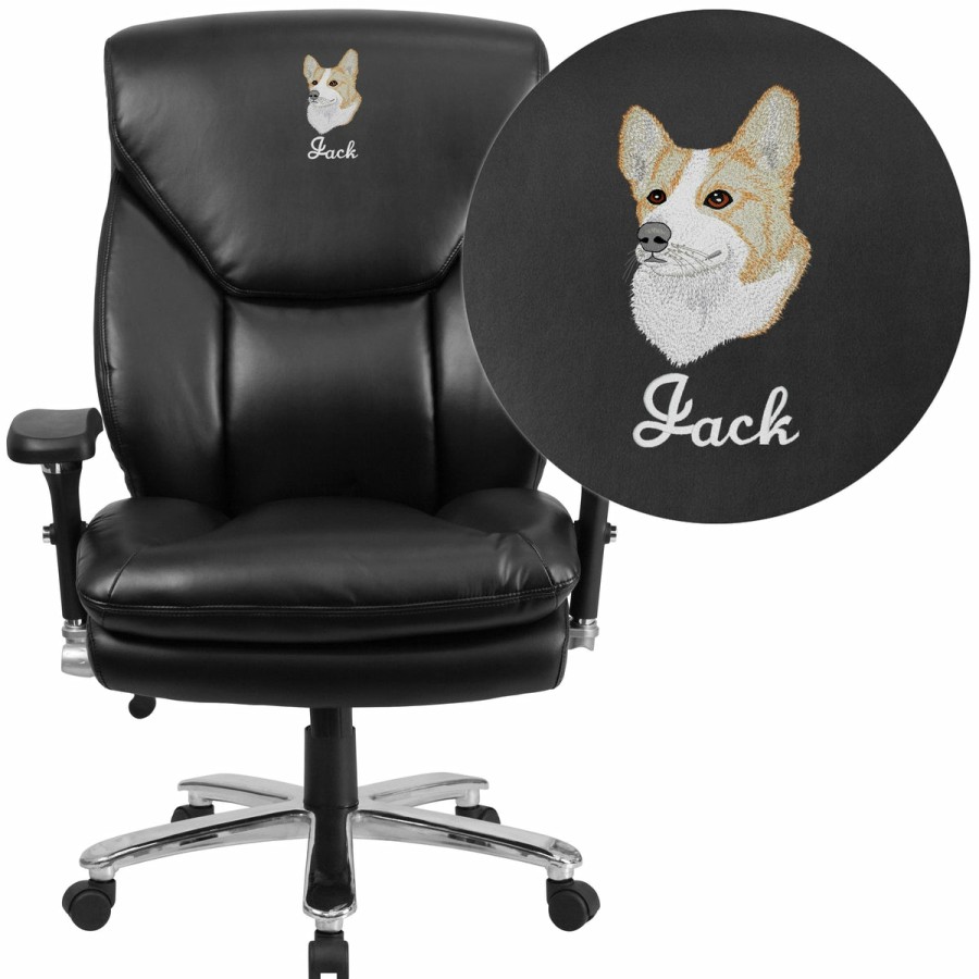 Office & Reception FLASH Personalized Office Chairs | Embroidered Hercules Series 24/7 Intensive Use Big & Tall 400 Lb. Rated High Back Executive Swivel Ergonomic Office Chair With Lumbar Knob And Large Triangular Shaped Headrest