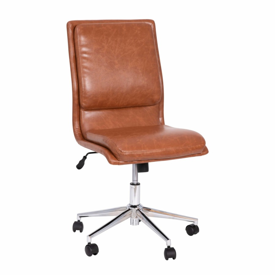 Office & Reception FLASH Task Office Chairs | Madigan Mid-Back Armless Swivel Task Office Chair With Upholstery And Adjustable Metal Base