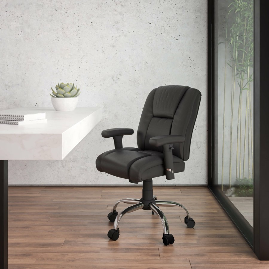 Office & Reception FLASH Big & Tall Office Chairs | Hercules Series Big & Tall 400 Lb. Rated Leathersoft Swivel Ergonomic Task Office Chair With Chrome Base And Adjustable Arms