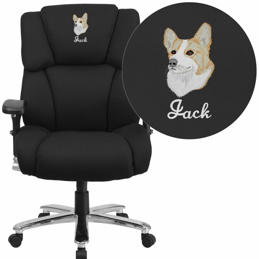 Office & Reception FLASH Personalized Office Chairs | Embroidered Hercules Series 24/7 Intensive Use Big & Tall 400 Lb. Rated Executive Swivel Ergonomic Office Chair With Lumbar Knob And Tufted Headrest & Back