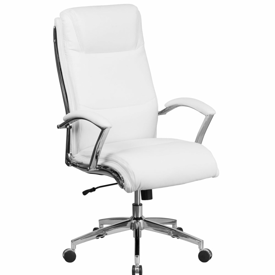 Office & Reception FLASH Executive Office Chairs | High Back Designer Smooth Upholstered Executive Swivel Office Chair With Chrome Base And Arms