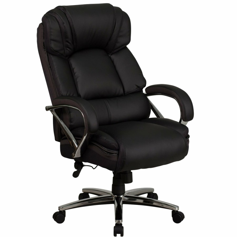 Office & Reception FLASH Big & Tall Office Chairs | Hercules Series Big & Tall 500 Lb. Rated Leathersoft Executive Swivel Ergonomic Office Chair With Chrome Base And Arms