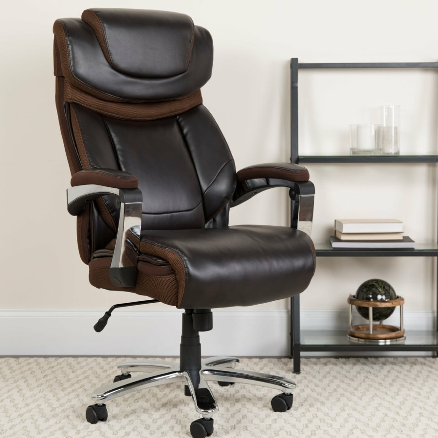 Office & Reception FLASH Big & Tall Office Chairs | Hercules Series Big & Tall 500 Lb. Rated Leathersoft Executive Swivel Ergonomic Office Chair With Height Adjustable Headrest