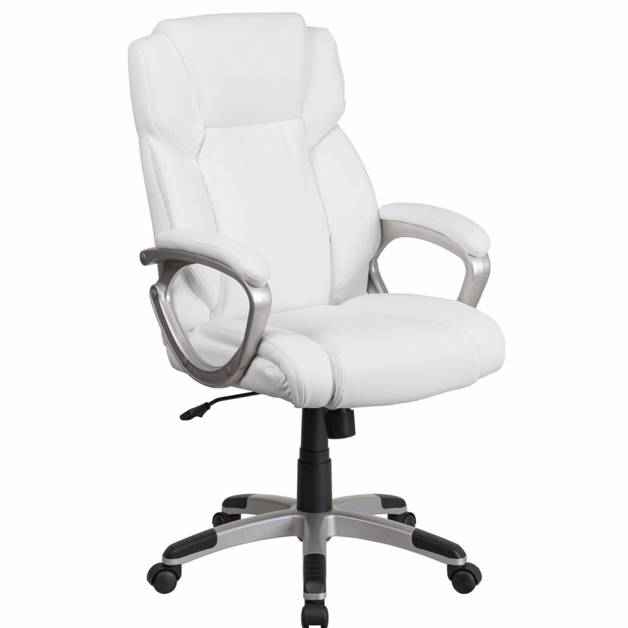 Office & Reception FLASH Executive Office Chairs | Mid-Back Leathersoftsoft Executive Swivel Office Chair With Padded Arms