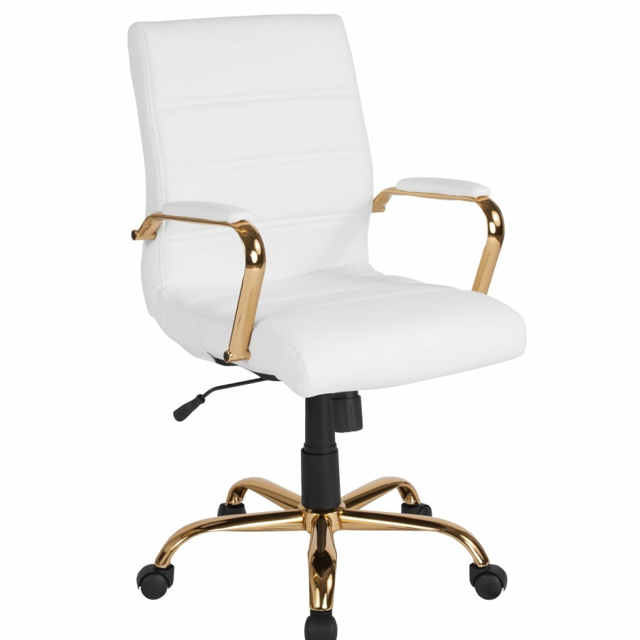 Office & Reception FLASH Executive Office Chairs | Mid-Back Executive Swivel Office Chair With Metal Frame And Arms