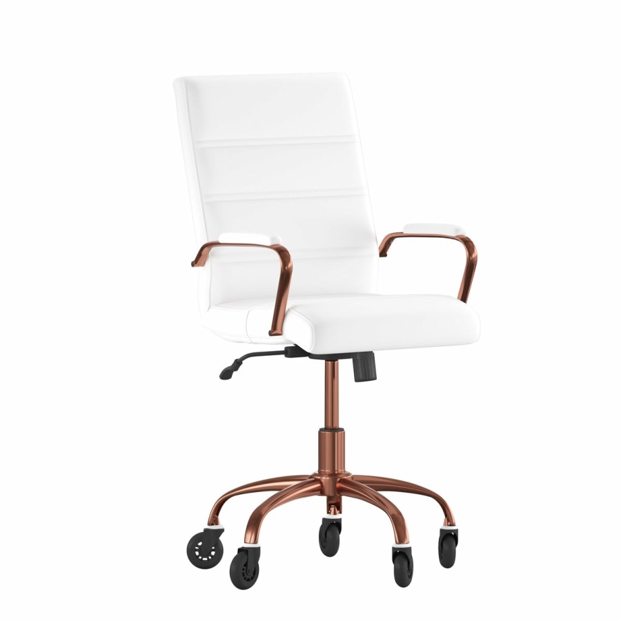 Office & Reception FLASH Executive Office Chairs | Camilia Mid-Back Executive Swivel Office Chair With Arms, And Transparent Roller Wheels