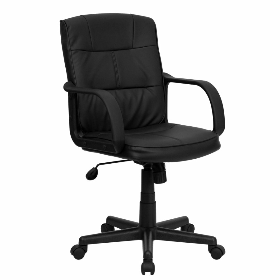 Office & Reception FLASH Task Office Chairs | Mid-Back Leathersoft Swivel Task Office Chair With Arms