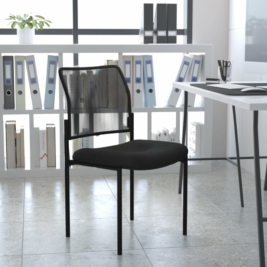 Office & Reception FLASH Reception Stack Chairs | Mesh Comfortable Stackable Steel Side Chair