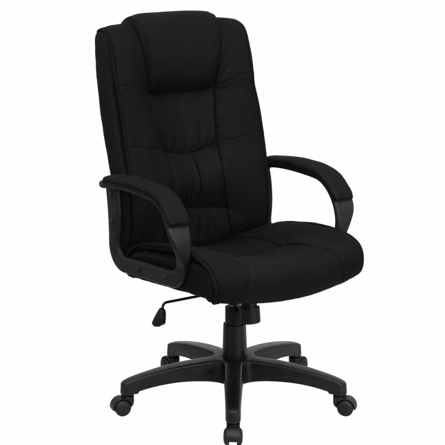 Office & Reception FLASH Executive Office Chairs | High Back Multi-Line Stitch Upholstered Executive Swivel Office Chair With Arms