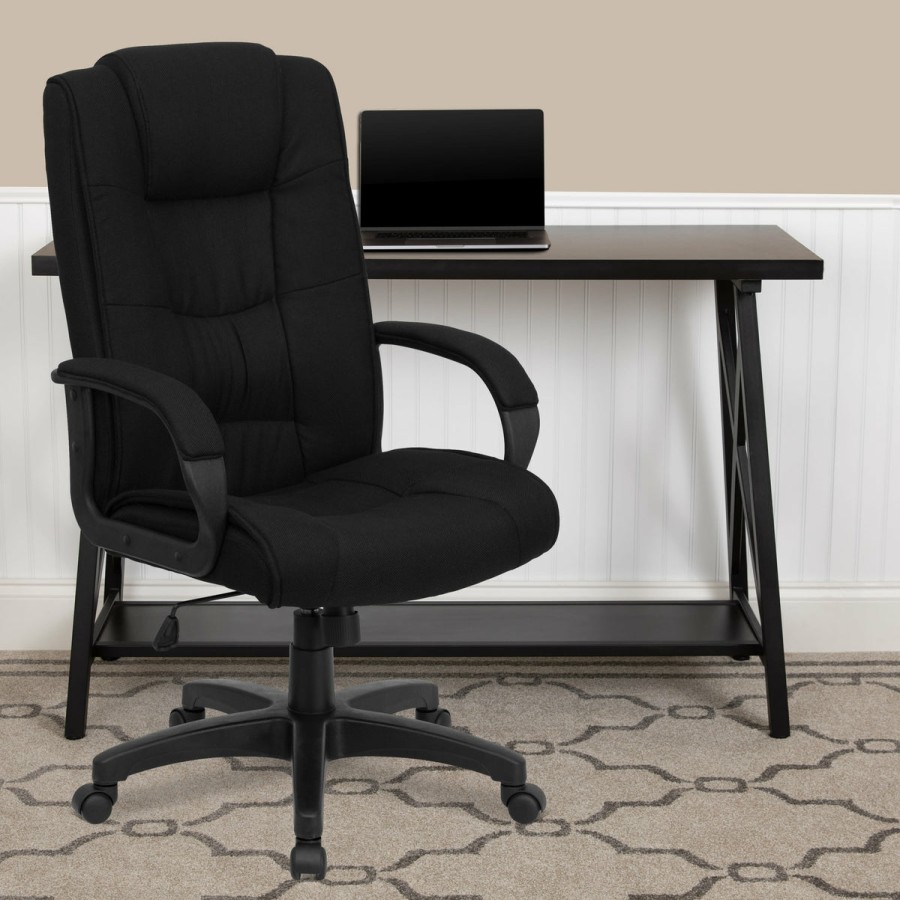 Office & Reception FLASH Executive Office Chairs | High Back Multi-Line Stitch Upholstered Executive Swivel Office Chair With Arms