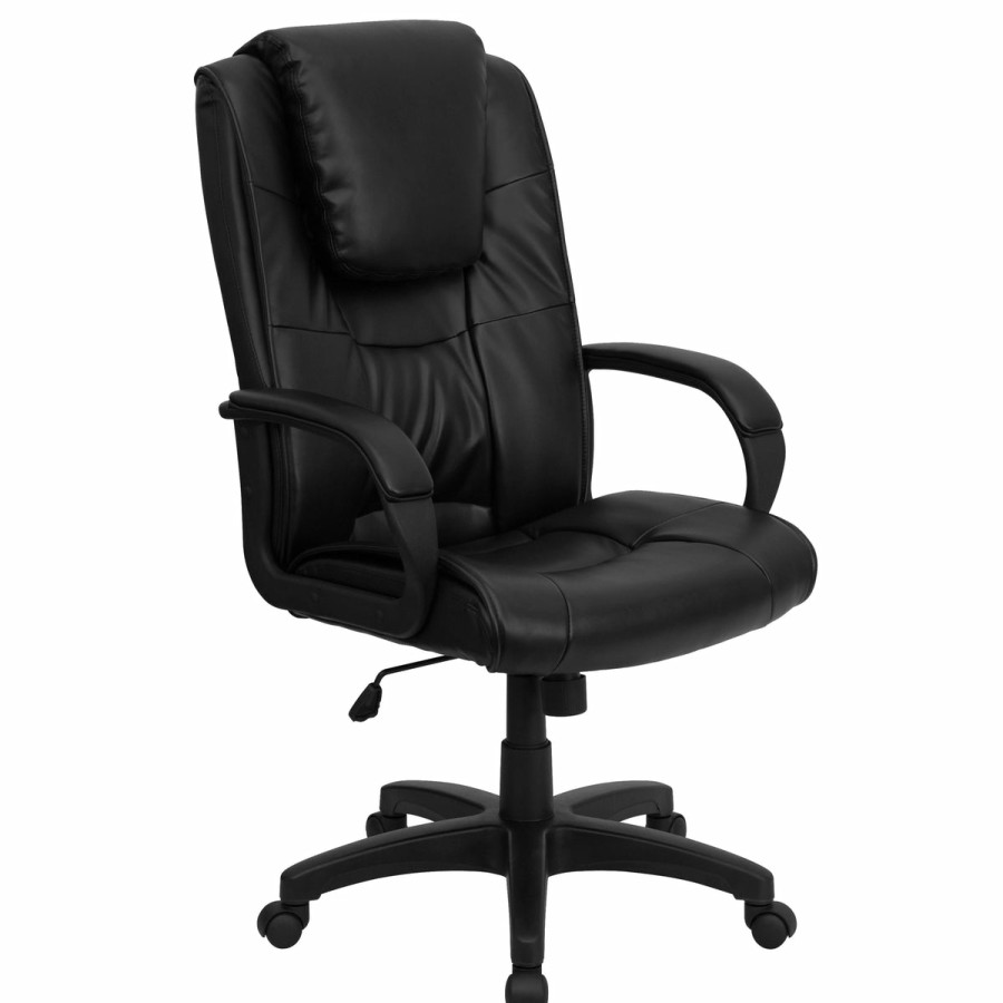 Office & Reception FLASH Executive Office Chairs | High Back Leathersoft Executive Swivel Office Chair With Oversized Headrest And Arms