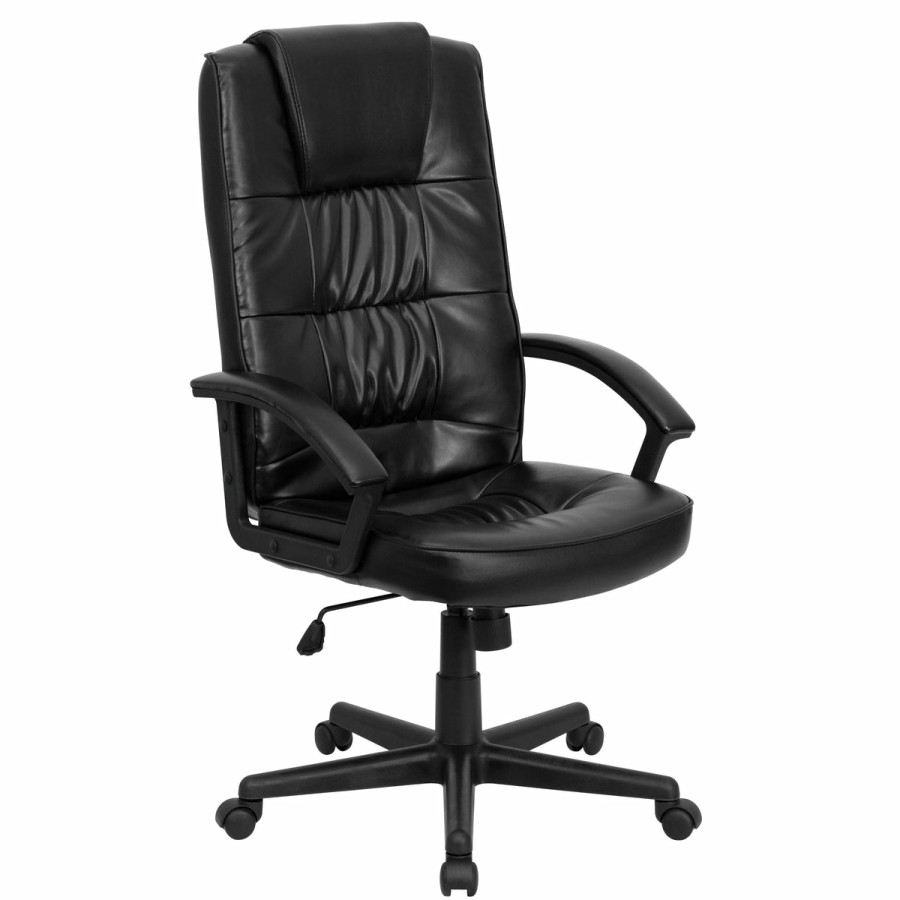 Office & Reception FLASH Executive Office Chairs | High Back Leathersoft Soft Ripple Upholstered Executive Swivel Office Chair With Arms