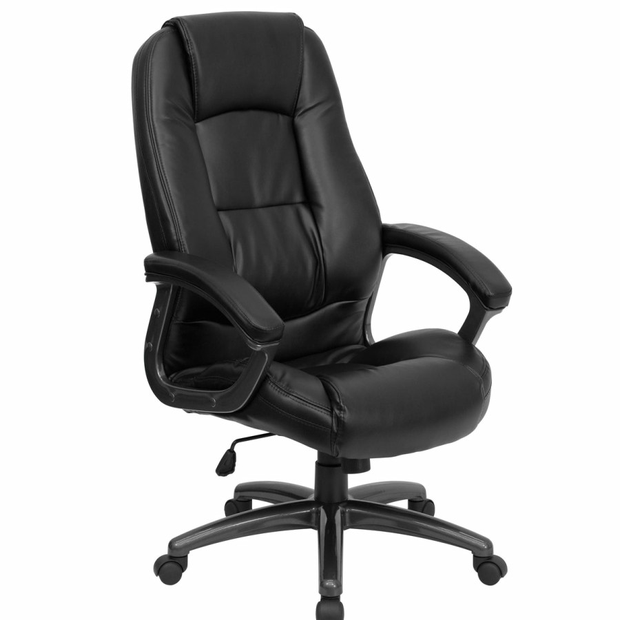 Office & Reception FLASH Executive Office Chairs | High Back Leathersoft Executive Swivel Ergonomic Office Chair With Deep Curved Lumbar And Arms