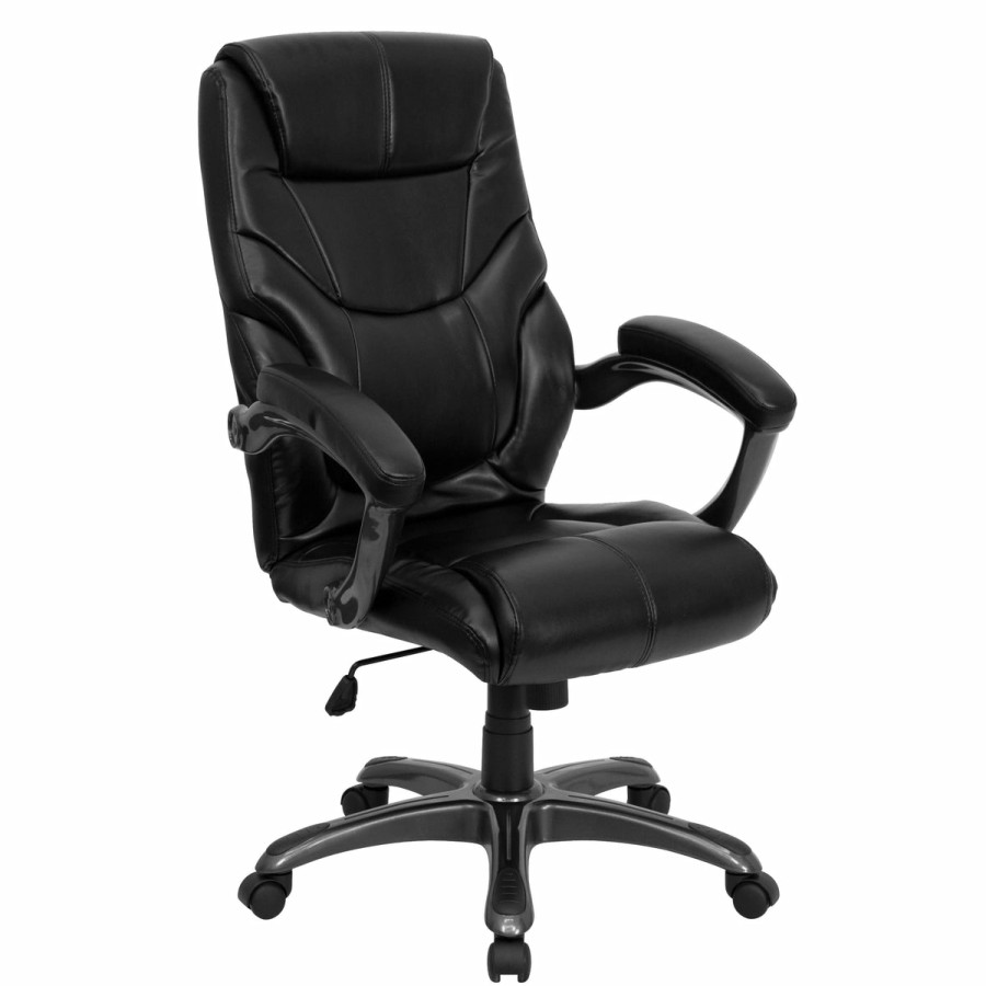 Office & Reception FLASH Executive Office Chairs | High Back Leathersoft Executive Swivel Ergonomic Office Chair With Arms