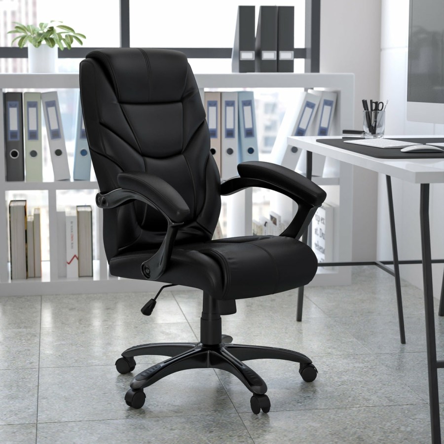 Office & Reception FLASH Executive Office Chairs | High Back Leathersoft Executive Swivel Ergonomic Office Chair With Arms