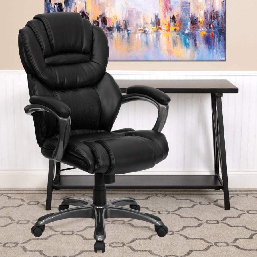 Office & Reception FLASH Executive Office Chairs | High Back Executive Swivel Ergonomic Office Chair With Accent Layered Seat And Back And Padded Arms