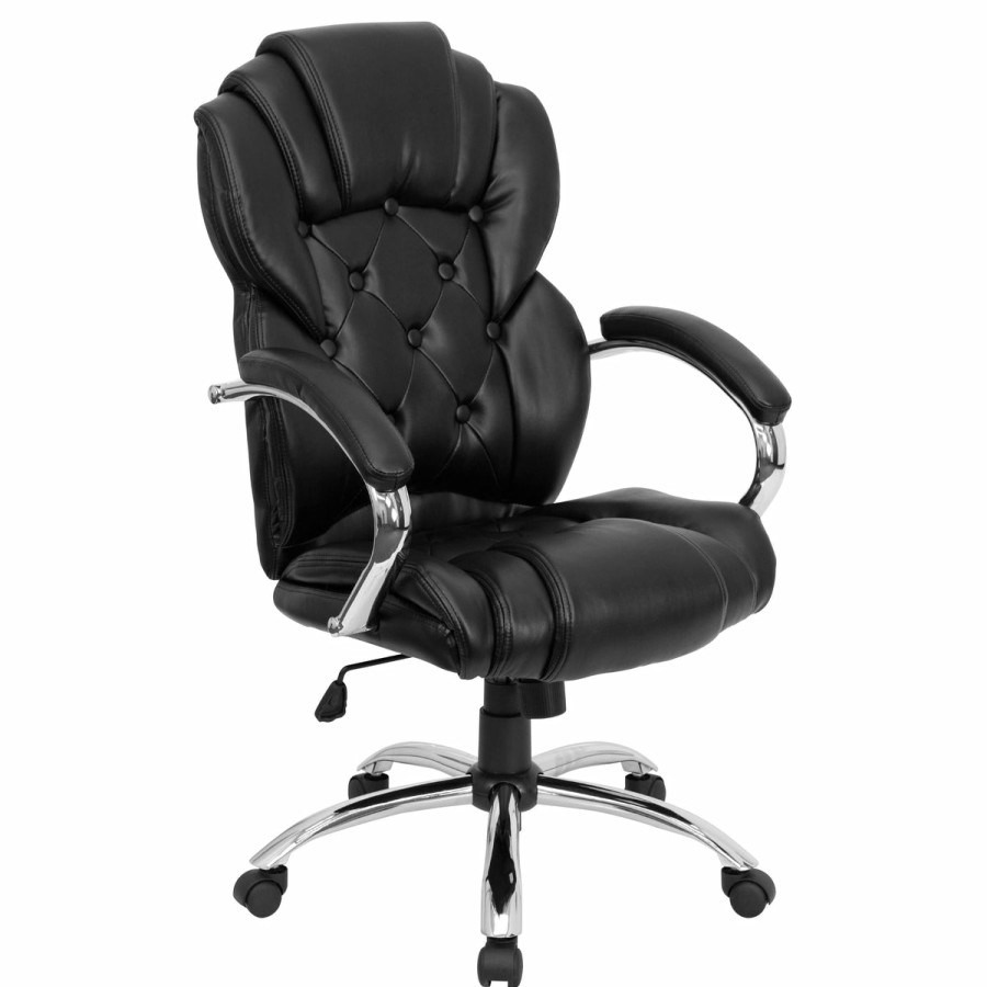 Office & Reception FLASH Executive Office Chairs | High Back Transitional Style Leathersoft Executive Swivel Office Chair With Arms