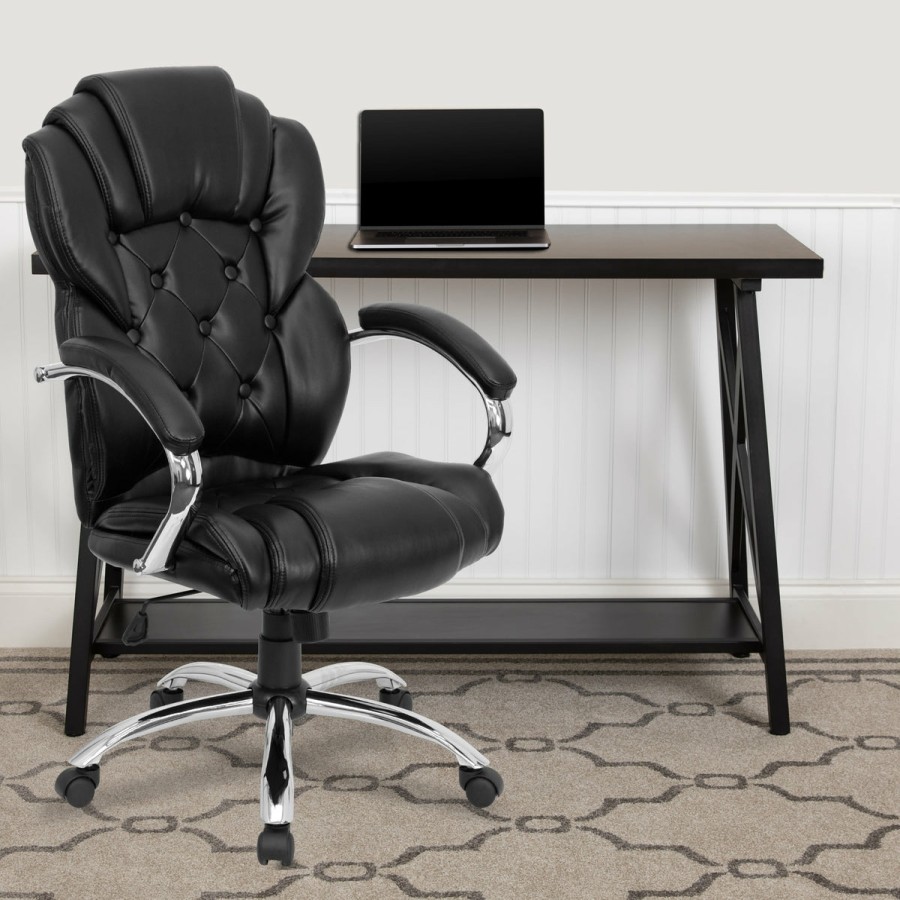 Office & Reception FLASH Executive Office Chairs | High Back Transitional Style Leathersoft Executive Swivel Office Chair With Arms