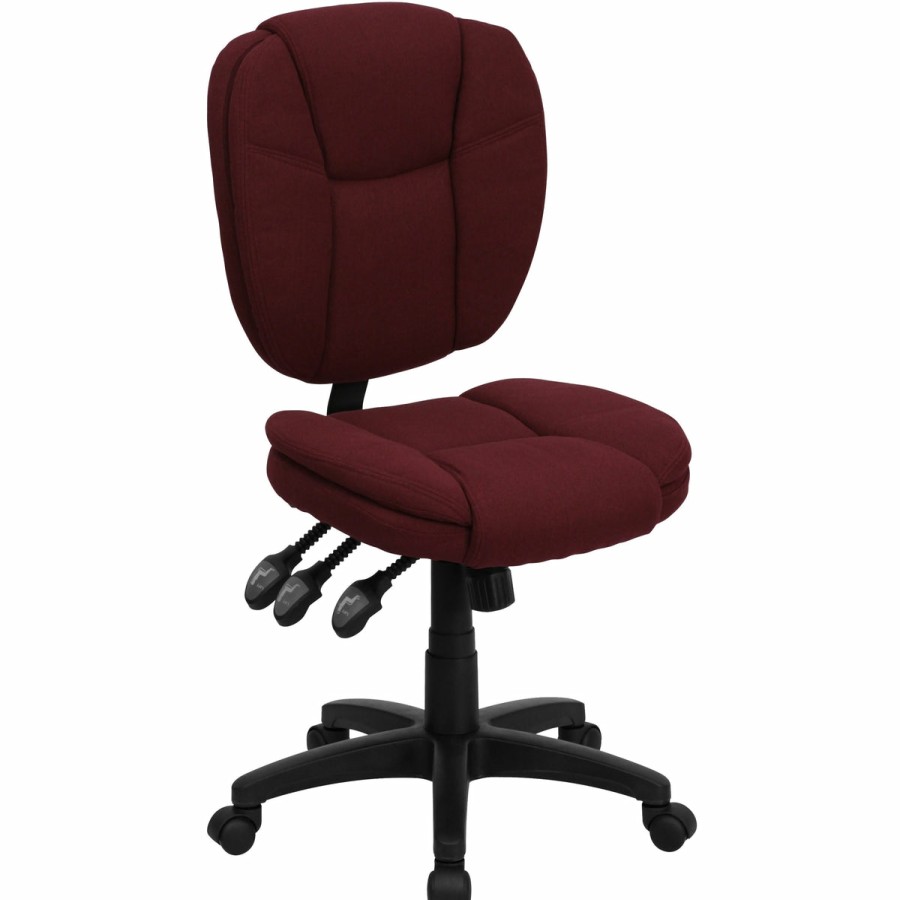 Office & Reception FLASH Task Office Chairs | Mid-Back Multifunction Swivel Ergonomic Task Office Chair With Pillow Top Cushioning