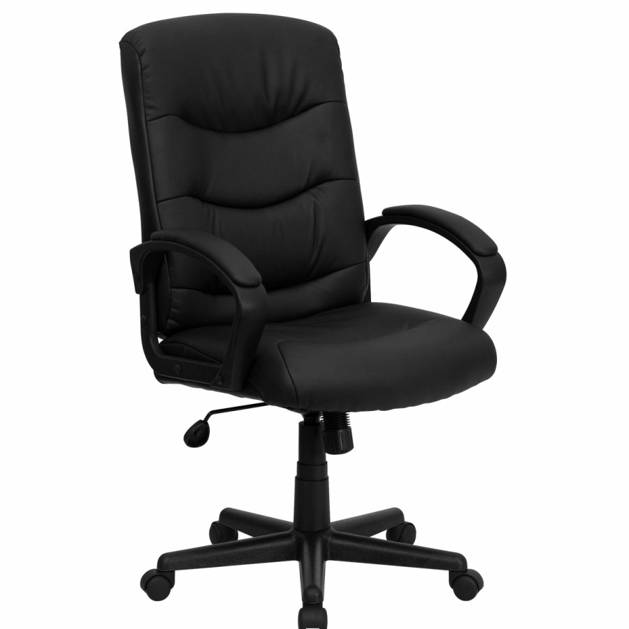 Office & Reception FLASH Task Office Chairs | Mid-Back Fabric Executive Swivel Office Chair With Three Line Horizontal Stitch Back And Arms