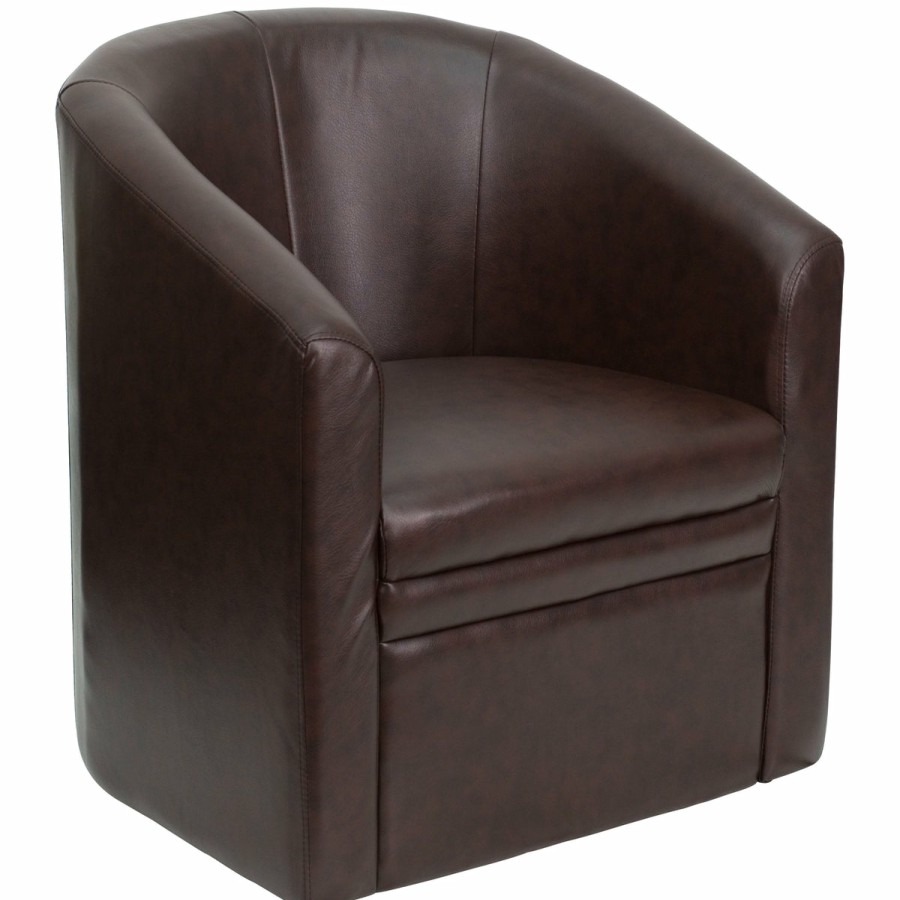 Office & Reception FLASH Reception Chairs | Leathersoft Barrel-Shaped Guest Chair