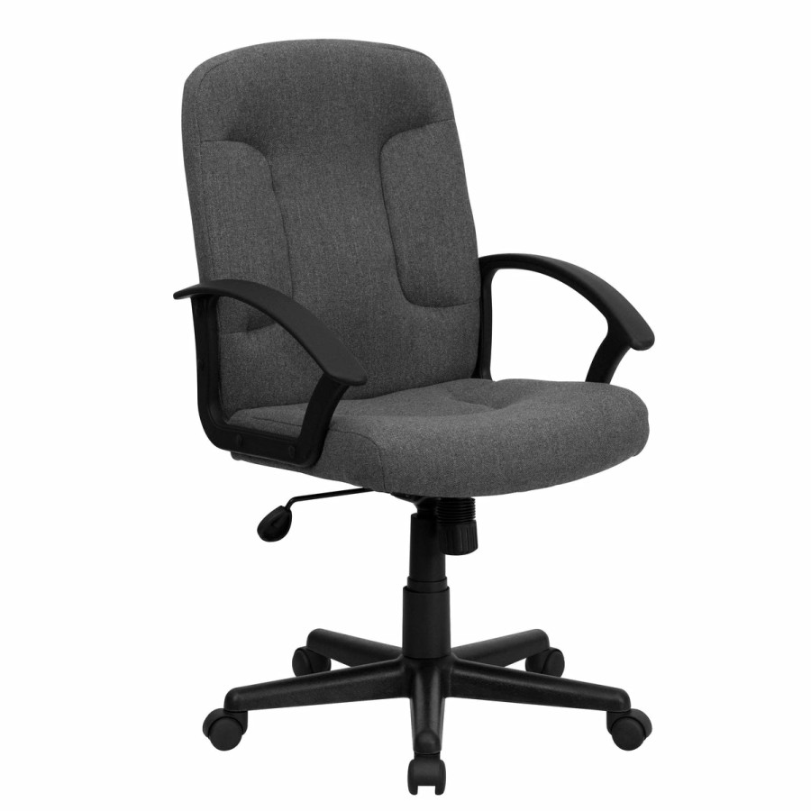 Office & Reception FLASH Executive Office Chairs | Mid-Back Fabric Executive Swivel Office Chair With Nylon Arms