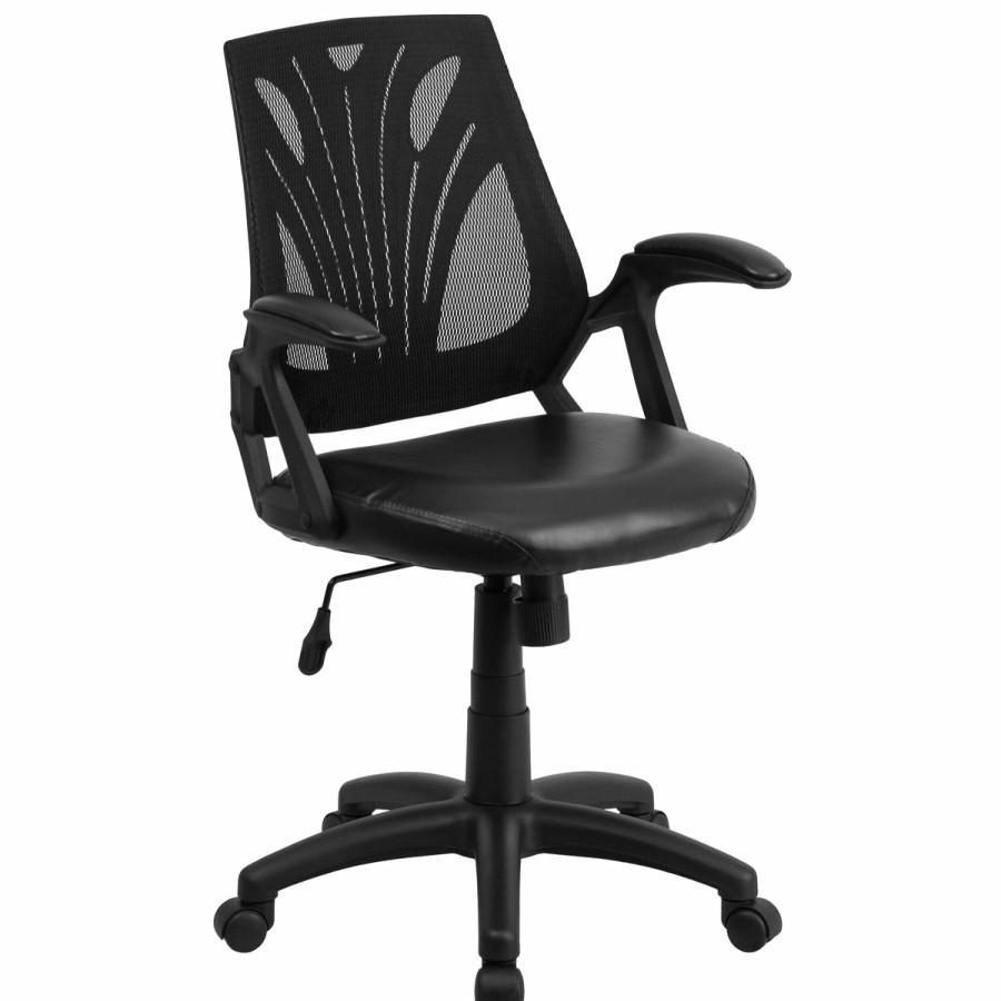 Office & Reception FLASH Task Office Chairs | Mid-Back Designer Mesh Swivel Task Office Chair With Open Arms