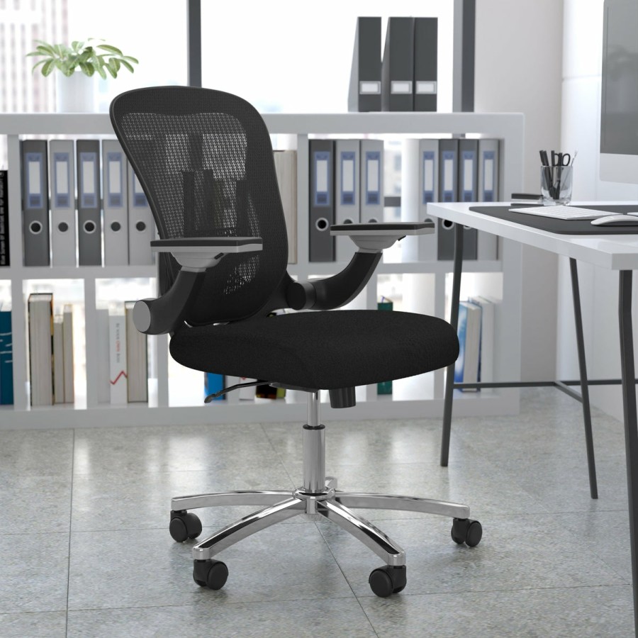 Office & Reception FLASH Executive Office Chairs | Mid-Back Mesh Executive Swivel Ergonomic Office Chair With Height Adjustable Flip-Up Arms